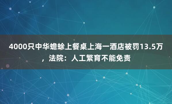 4000只中华蟾蜍上餐桌上海一酒店被罚13.5万，法院：人工繁育不能免责