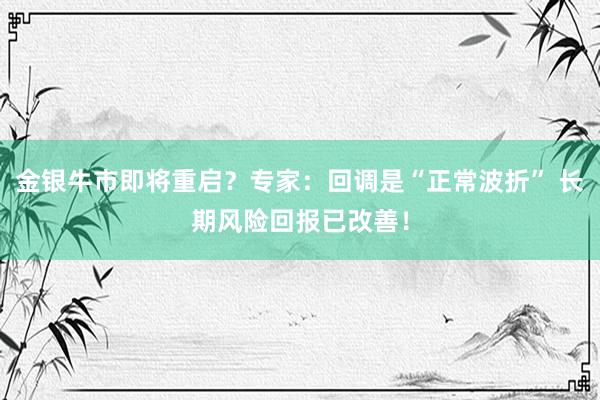 金银牛市即将重启？专家：回调是“正常波折” 长期风险回报已改善！