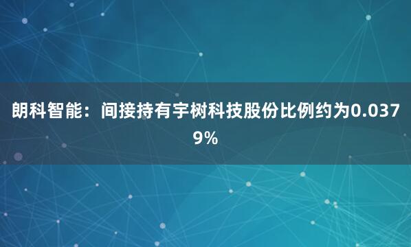 朗科智能：间接持有宇树科技股份比例约为0.0379%