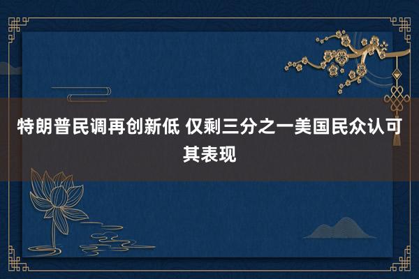 特朗普民调再创新低 仅剩三分之一美国民众认可其表现