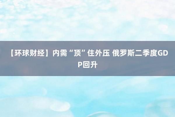 【环球财经】内需“顶”住外压 俄罗斯二季度GDP回升