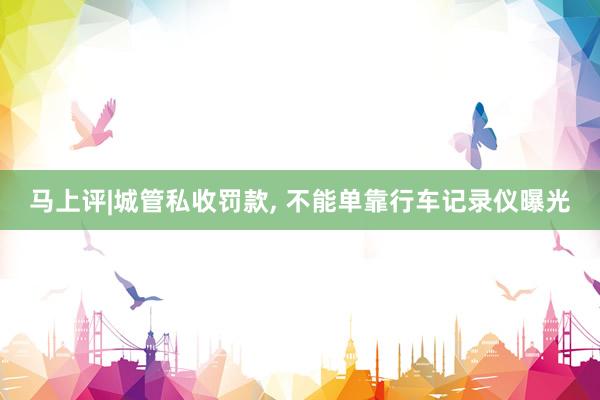 马上评|城管私收罚款, 不能单靠行车记录仪曝光