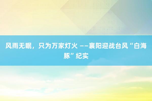 风雨无眠，只为万家灯火 ——襄阳迎战台风“白海豚”纪实