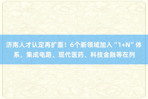济南人才认定再扩面！6个新领域加入“1+N”体系，集成电路、现代医药、科技金融等在列