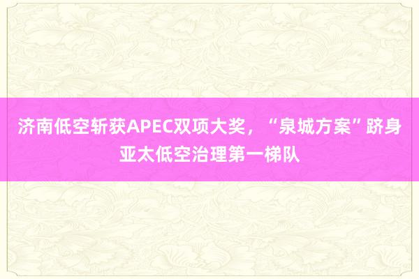 济南低空斩获APEC双项大奖，“泉城方案”跻身亚太低空治理第一梯队