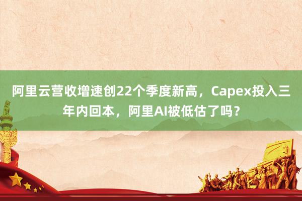 阿里云营收增速创22个季度新高，Capex投入三年内回本，阿里AI被低估了吗？