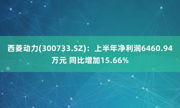 西菱动力(300733.SZ)：上半年净利润6460.94万元 同比增加15.66%