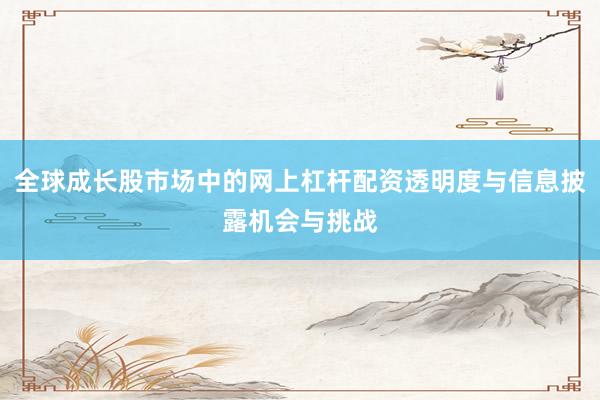 全球成长股市场中的网上杠杆配资透明度与信息披露机会与挑战