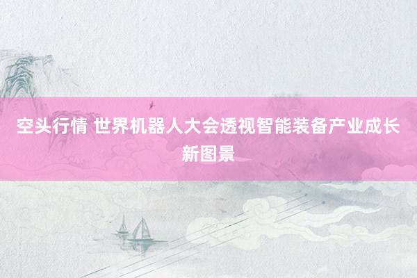 空头行情 世界机器人大会透视智能装备产业成长新图景