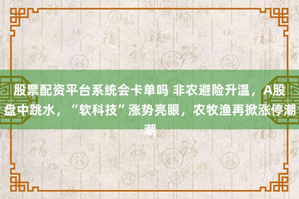 股票配资平台系统会卡单吗 非农避险升温，A股盘中跳水，“软科技”涨势亮眼，农牧渔再掀涨停潮