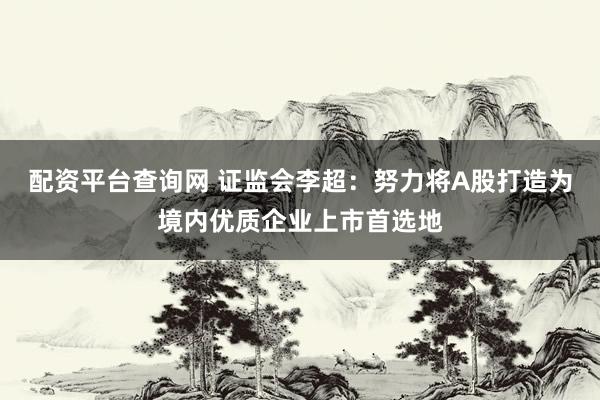 配资平台查询网 证监会李超：努力将A股打造为境内优质企业上市首选地