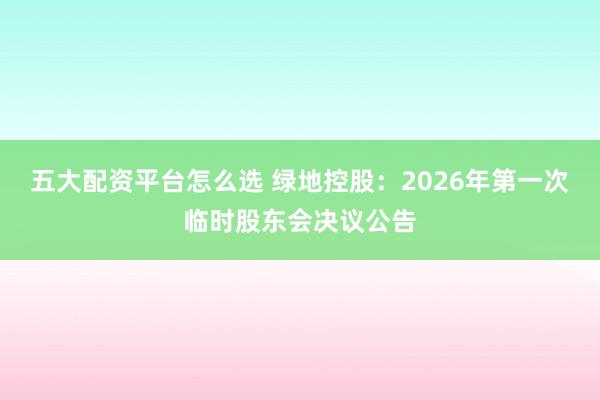 五大配资平台怎么选 绿地控股：2026年第一次临时股东会决议公告