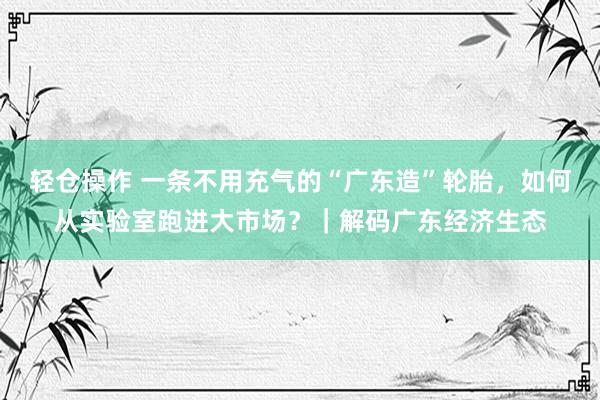 轻仓操作 一条不用充气的“广东造”轮胎，如何从实验室跑进大市场？｜解码广东经济生态