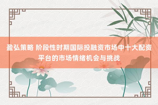 盈弘策略 阶段性时期国际投融资市场中十大配资平台的市场情绪机会与挑战