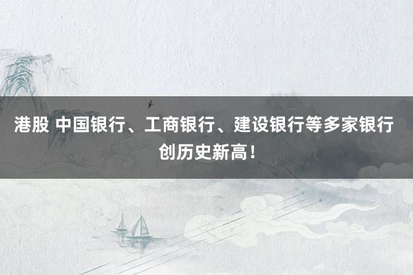 港股 中国银行、工商银行、建设银行等多家银行 创历史新高！